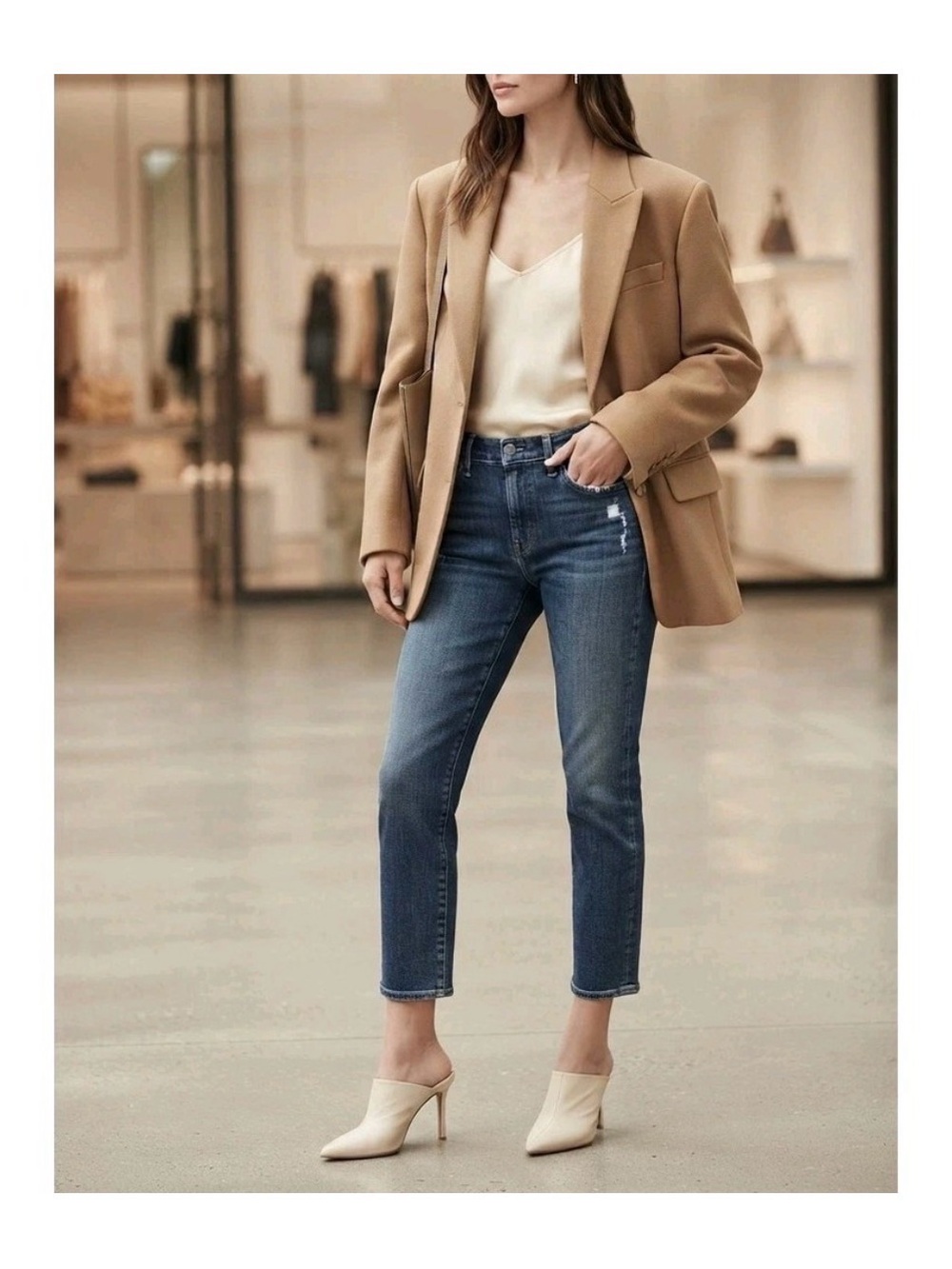 Frame Denim Le Garcon Cropped Jeans in dark Blue